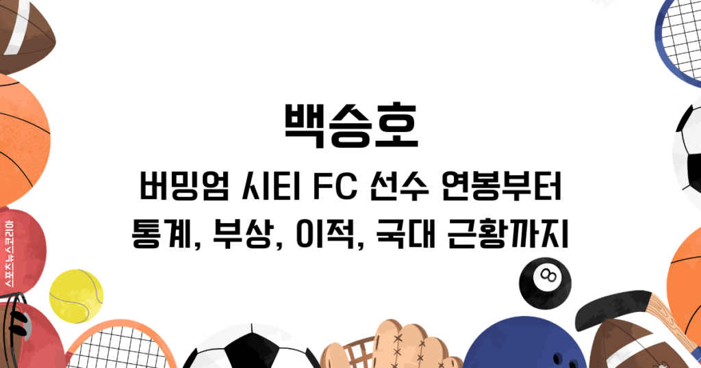 백승호 버밍엄 시티 FC 선수 연봉부터 통계, 부상, 이적, 국대 근황까지